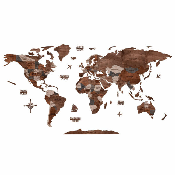 Wooden World Map Brown (5) full