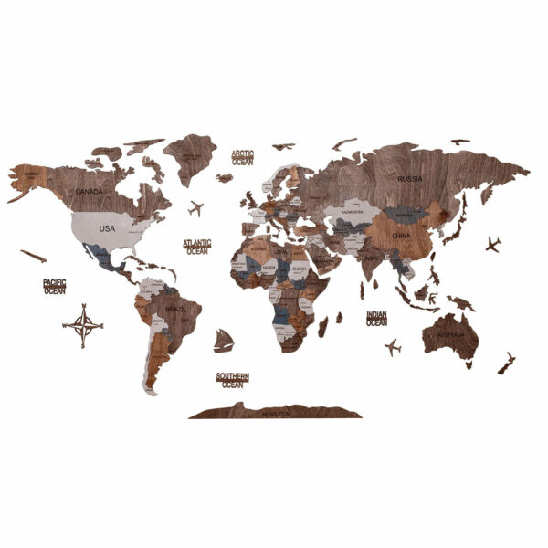 Wooden World Map Brown (5) standard