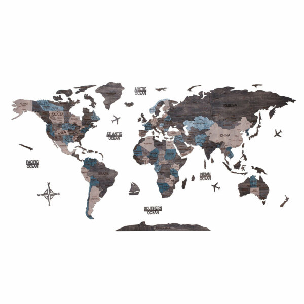 Wooden World Map dark gray (3) full