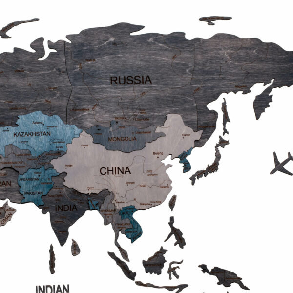Wooden World Map dark gray (3) full - Image 5